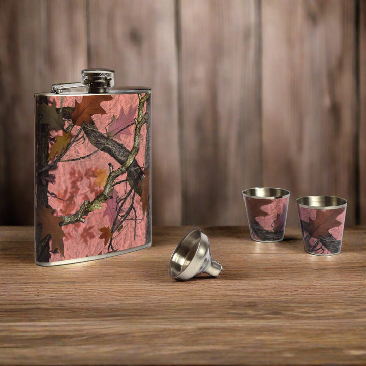 Flask and Shot Set - Pink Camo